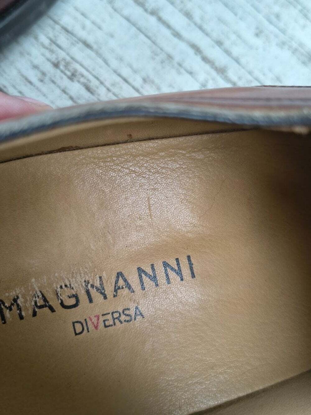 MAGNANNI Diversa Cognac Brown Burnished Leather Moc Toe Oxfords Mens 13 M Spain - Picture 3 of 8